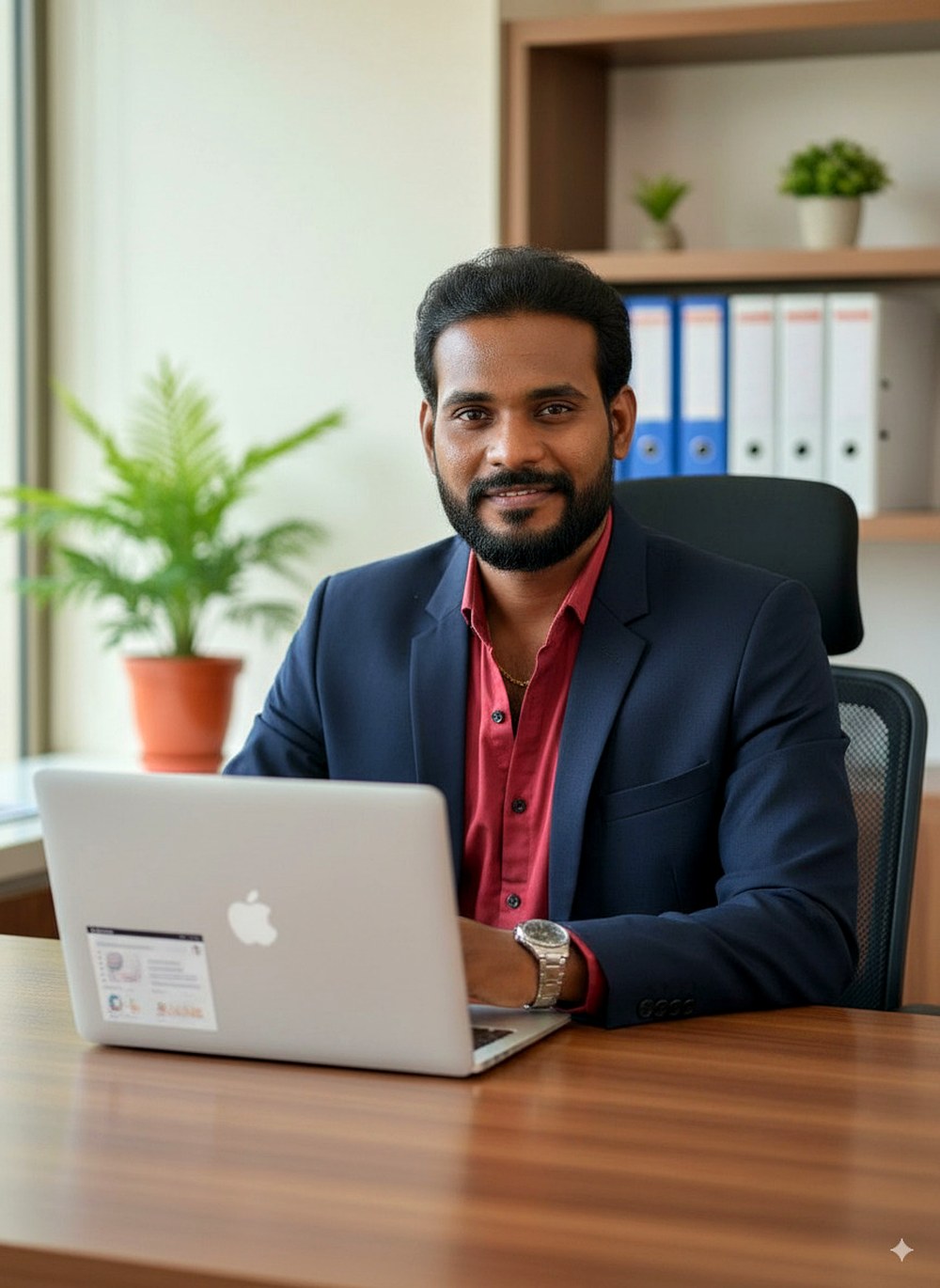 Karthikeyan Maruthai working at his desk in Chennai